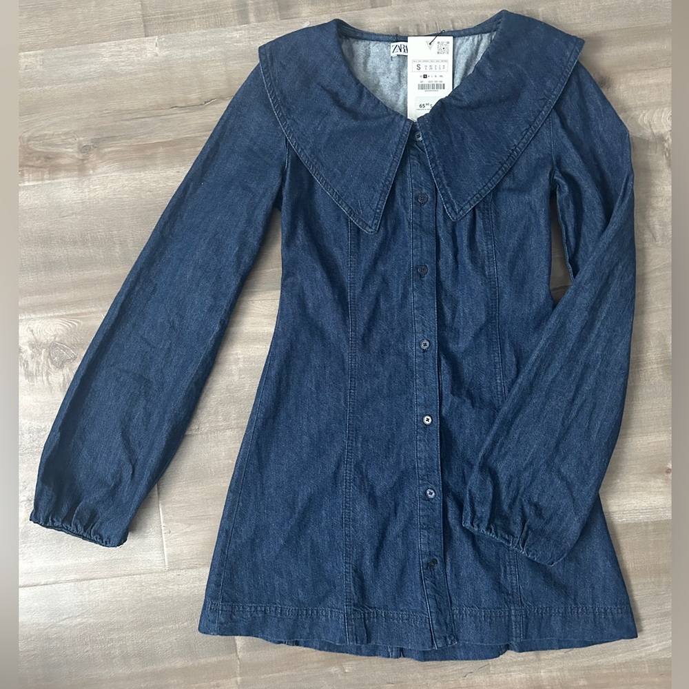 Zara Indigo Denim Shirt Dress